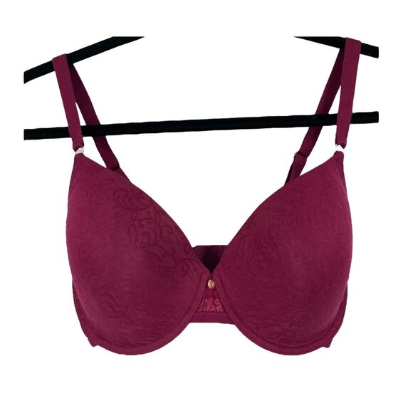 Natori Bra 136059 Sheer Jacquard full fit contour underwire red size 32DDD 32F - Picture 2 of 9